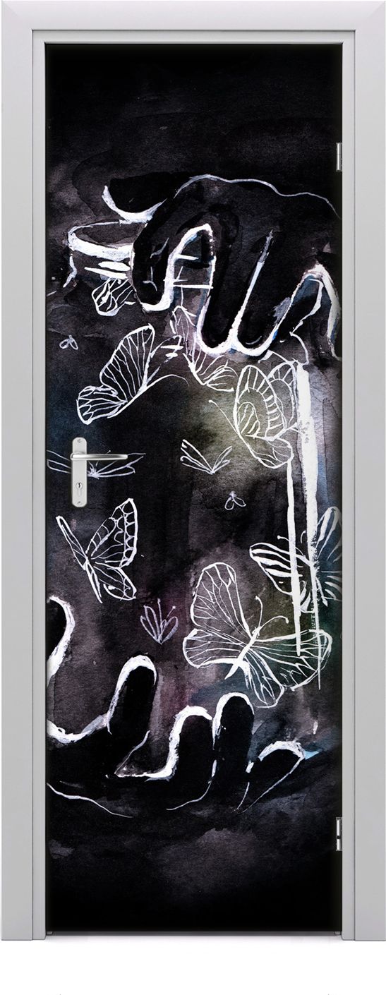 Tulup Fototapeta samoprzylepna na drzwi 75 x 205 cm Motyl w słoiku