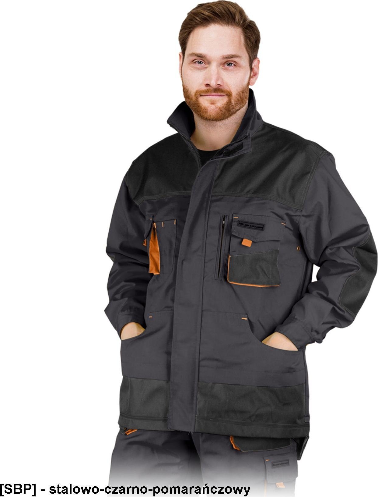 R.E.I.S. LH-FMN-J - bluza ochronna zapinana na suwak oraz na rzepy, - stalowo-czarno-pomarańczowy S