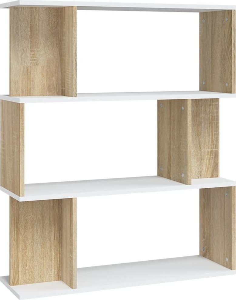 vidaXL Regał na książki/przegroda, biały i dąb sonoma, 80x24x96 cm