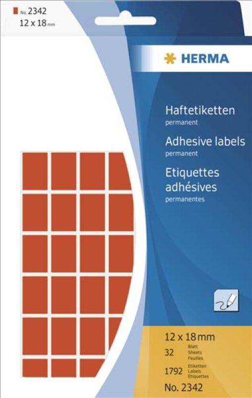 Herma Etykiety samoprzylepne, czerwone 12x18 mm 1792 Szt. - 2342
