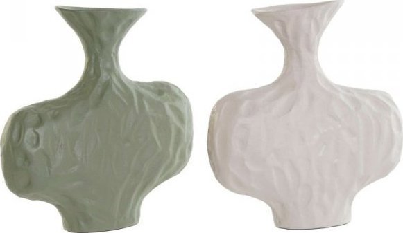 DKD Home Decor Wazon DKD Home Decor Biały Kolor Zielony Aluminium 20 x 6 x 21 cm (2 Sztuk)