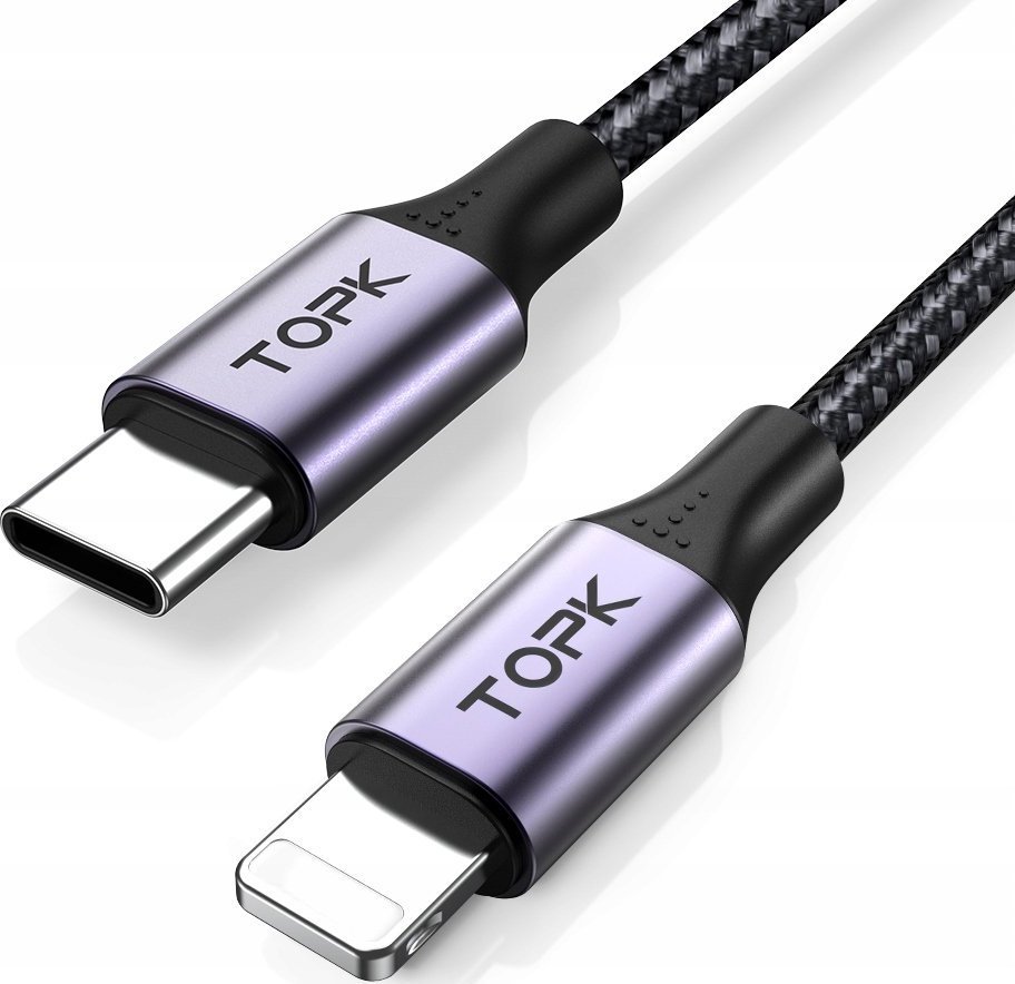 Kabel USB Topk USB-C - Lightning 1 m Czarny (AP10)