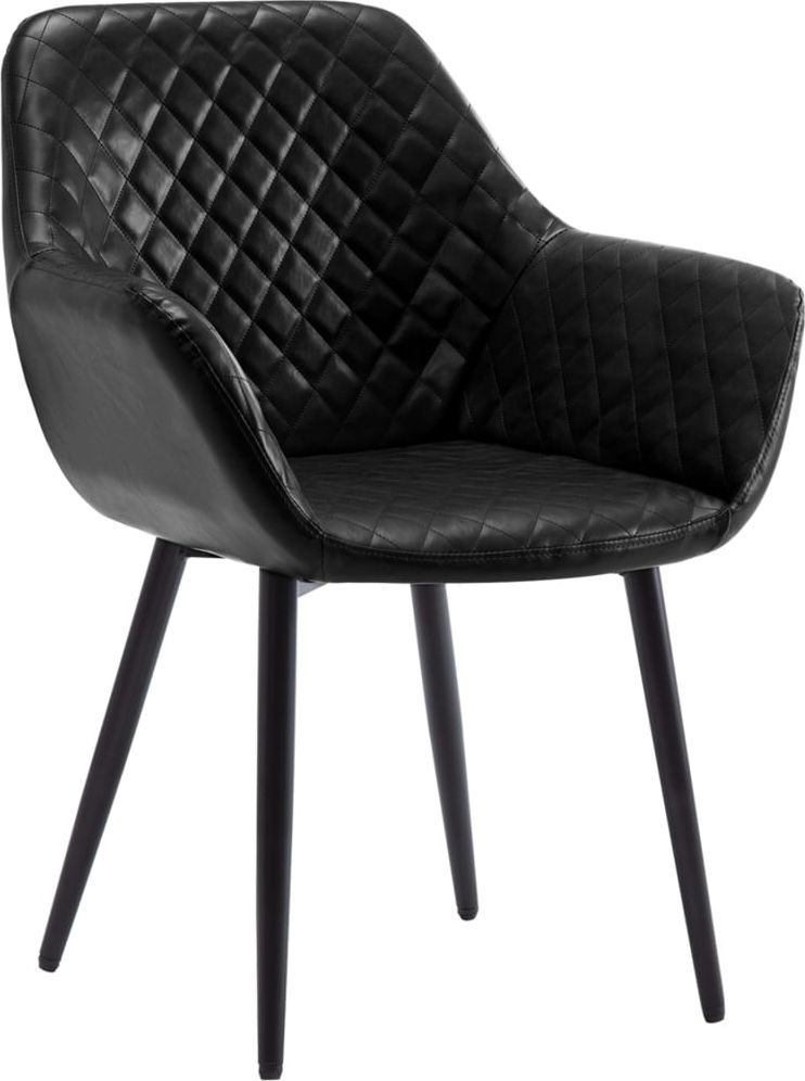 vidaXL Krzesło stołowe, czarne, sztuczna skóra