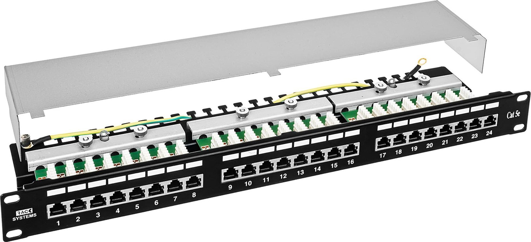 RACK Systems PP24H-1U-FTP5E/B - patch panel 19" - 24-porty FTP 5e