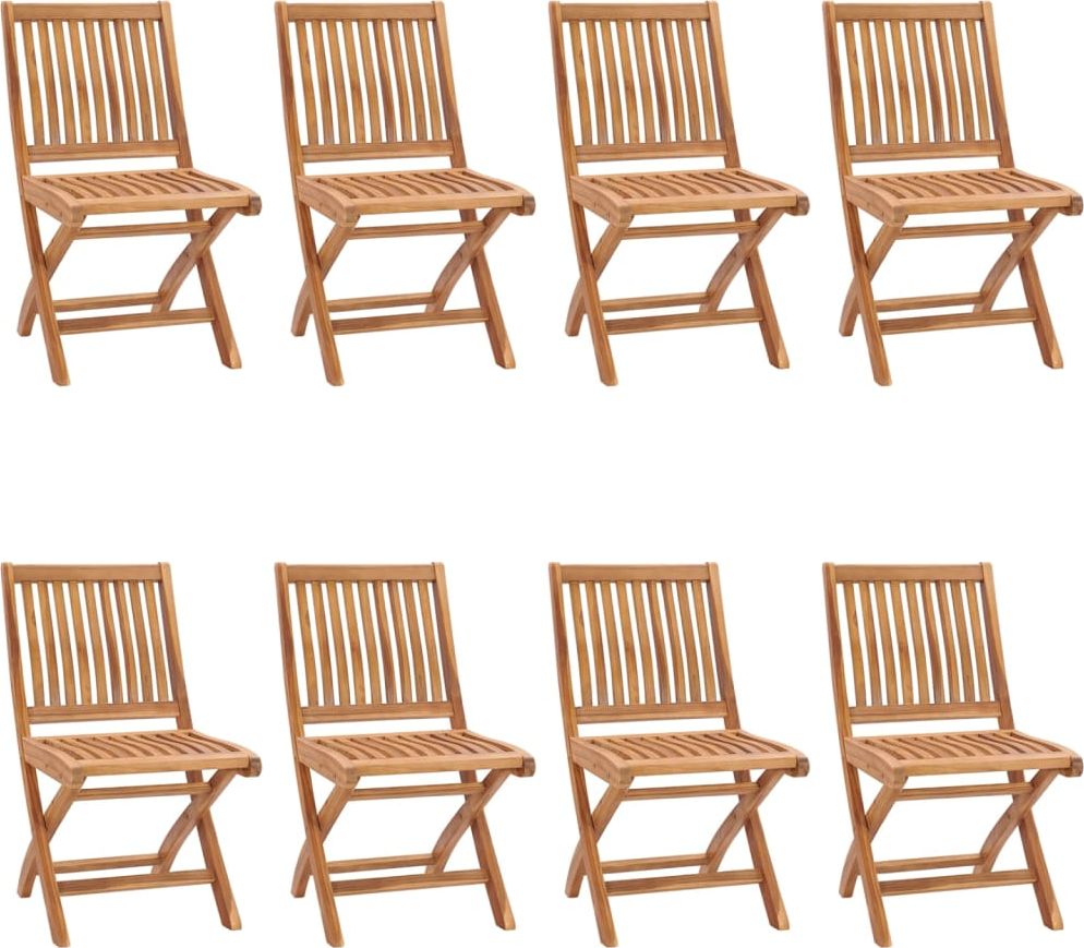 vidaXL Składane krzesła ogrodowe, 8 szt., lite drewno tekowe