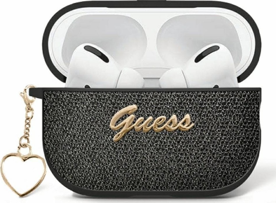 Guess Metallic Script Charm Case for AirPods 4 Black