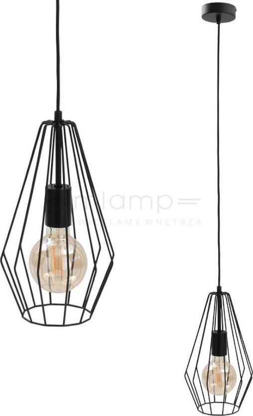 Lampa wisząca KET Industrialna LAMPA wisząca KET435 loftowa OPRAWA druciany ZWIS metalowy czarny