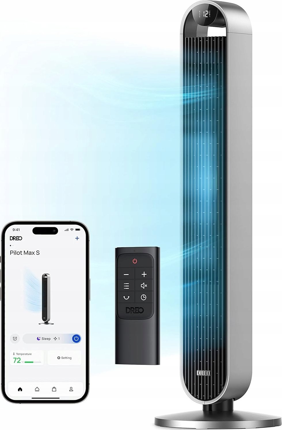 Dreo Wentylator Kolumnowy 25dB z pilotem zdalnego sterowania 4 tryby Nowy