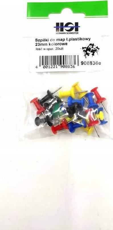 Herman Schwerter Pinezki do tablic korkowych 8,0x25mm opak 20