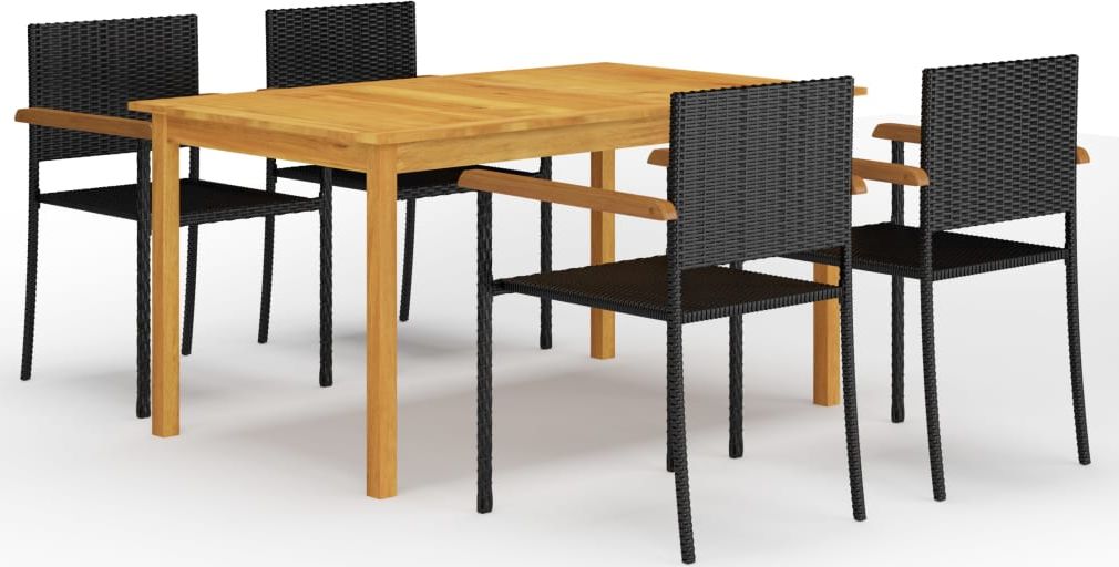 vidaXL 5-częściowy zestaw mebli ogrodowych czarny