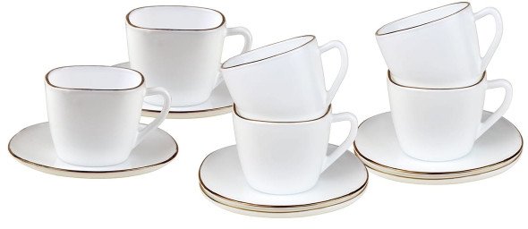 ZESTAW KAWOWY 6 FILIŻANEK ZE SPODECZKAMI KINGHOFF OPAL KH-1930