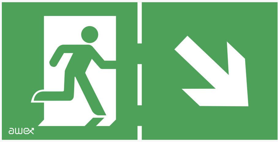 AWEX Piktogram Człowiek w drzwiach obrotowa strzałka 125 x 250mm (PS23)