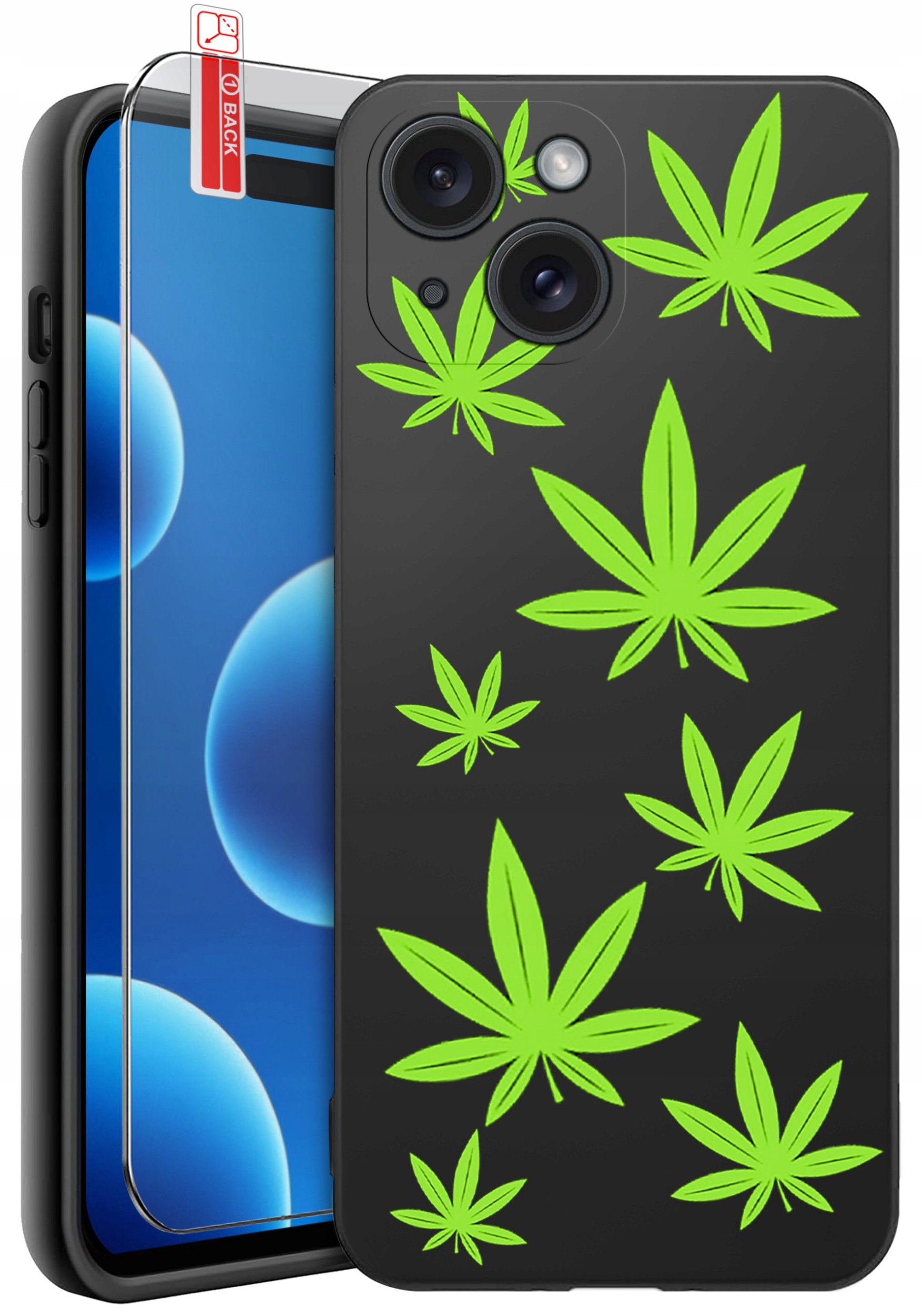 ETUI do iPhone 15 | WZORY | SILIKONOWE MATT CASE + SZKŁO 9H