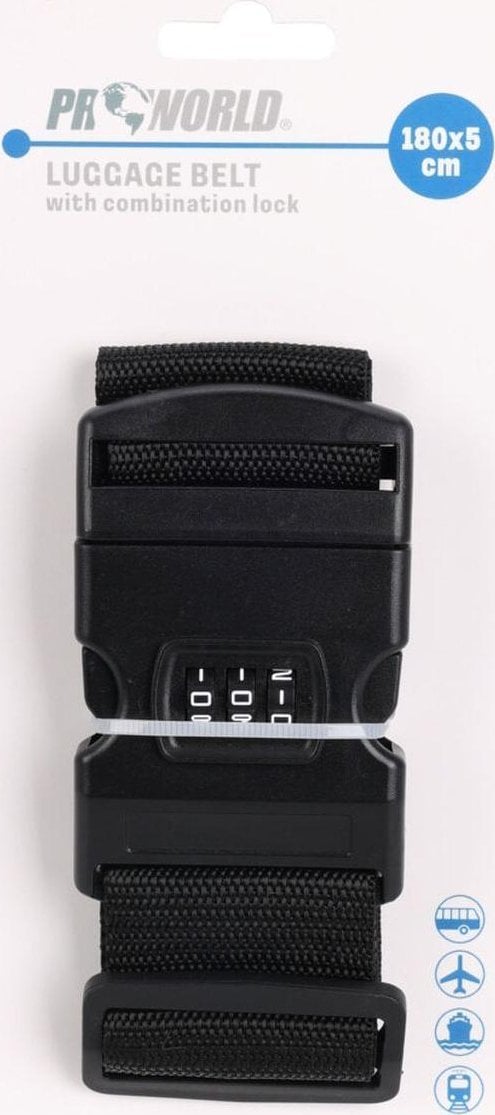 UNIWERSALNY PAS ZABEZPIECZAJĄCY DO WALIZKI SPINAJĄCY 180x5CM NA SZYFR PROWORLD CZARNY