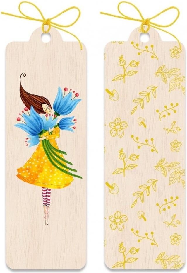 Cozywood Zakładka drewniana Kobieta w żółtej sukience