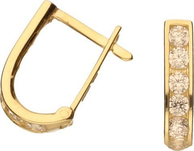 Lovrin Złote kolczyki 585 subtelne przecinki z cyrkoniami 1,19 g