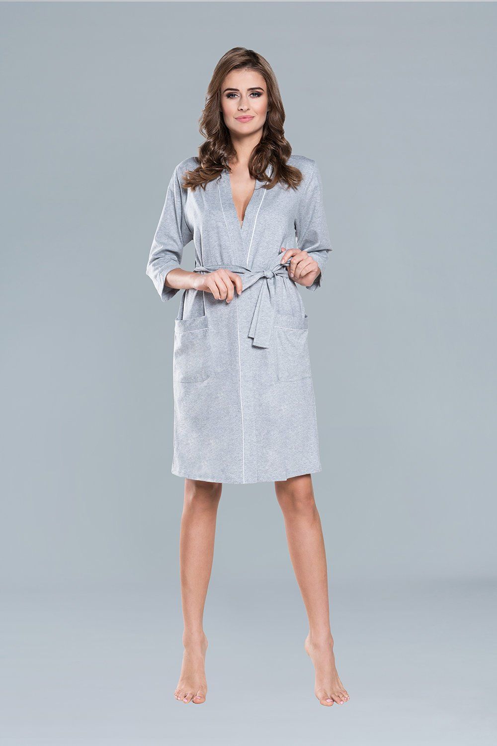 Italian fashion Italian Fashion Szlafrok damski MEGAN rękaw 3/4 melanż XXXL