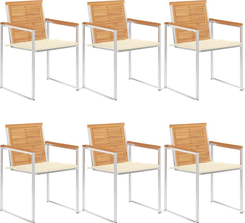 vidaXL Krzesła ogrodowe z poduszkami, 6 szt., lite drewno tekowe