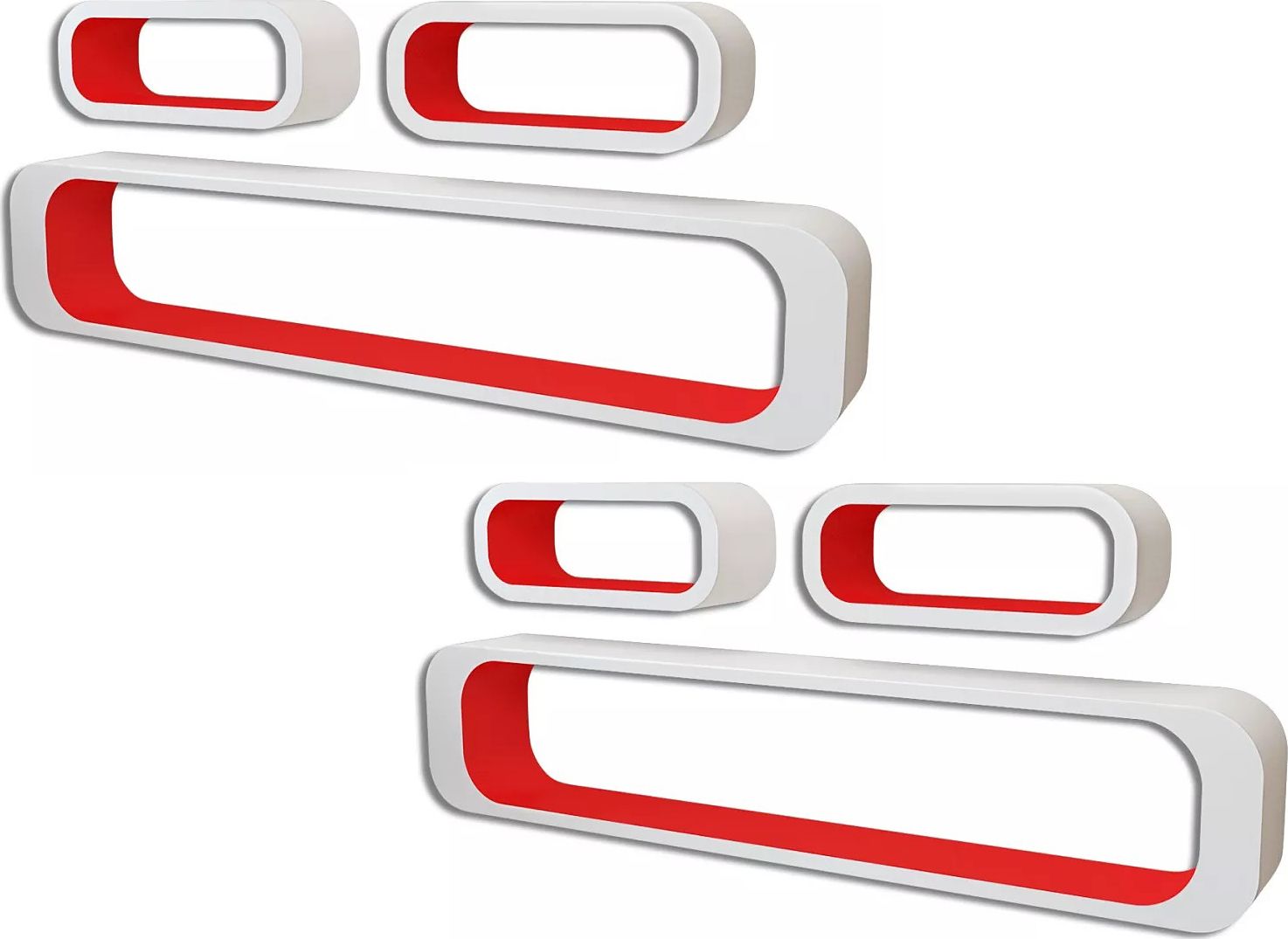 Elior Zestaw biało-czerwonych półek ściennych - Mins 3X