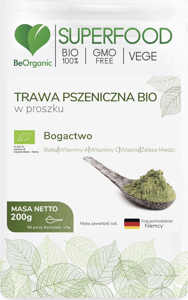 Beorganic Trawa Pszeniczna Bio W Proszku 200G Beorganic Białka Witamina A C Wapń Żelazo Miedź Triticum Aestivum