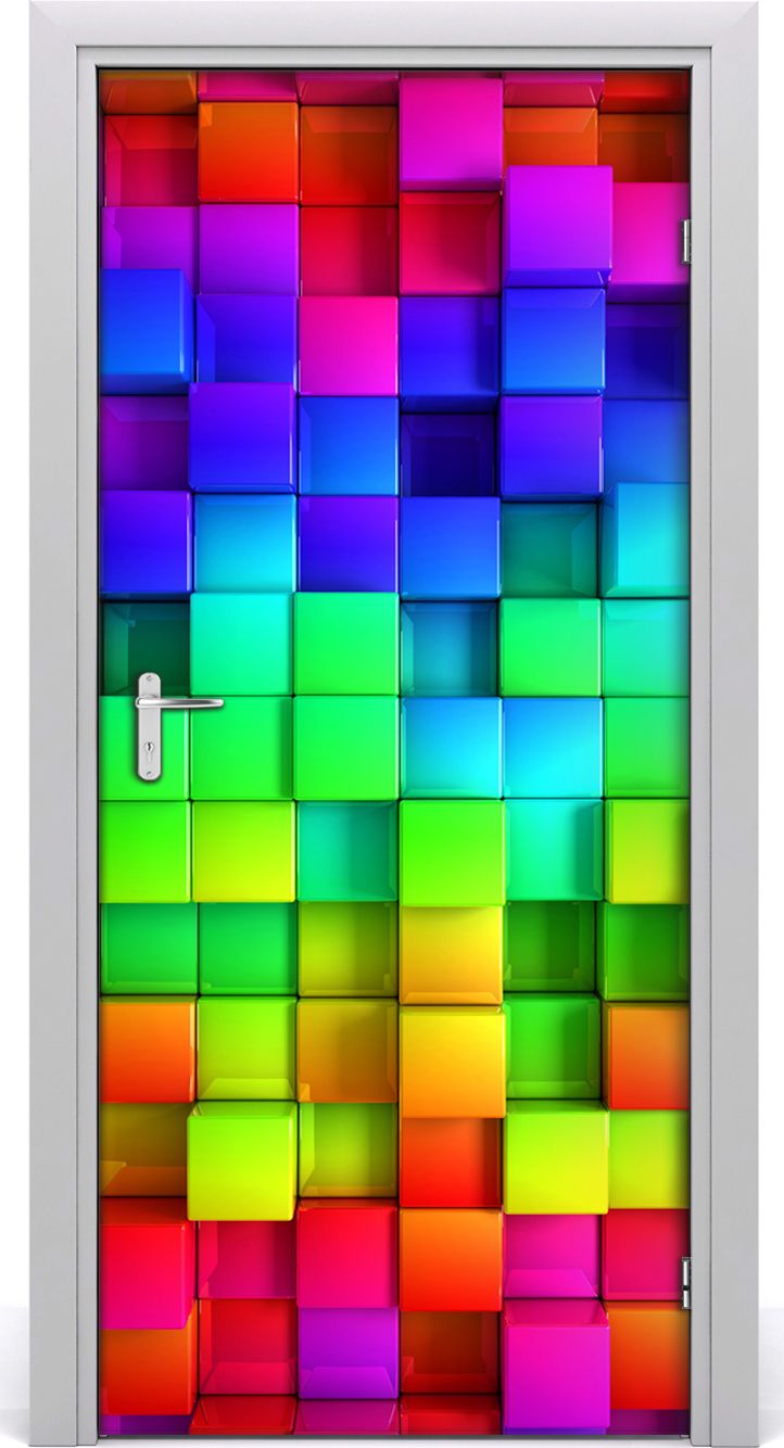 Tulup Fototapeta samoprzylepna na drzwi 95 x 205 cm kolorowe kwadraty