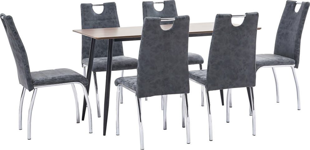 vidaXL 7-częściowy zestaw mebli do jadalni, czarny, sztuczna skóra