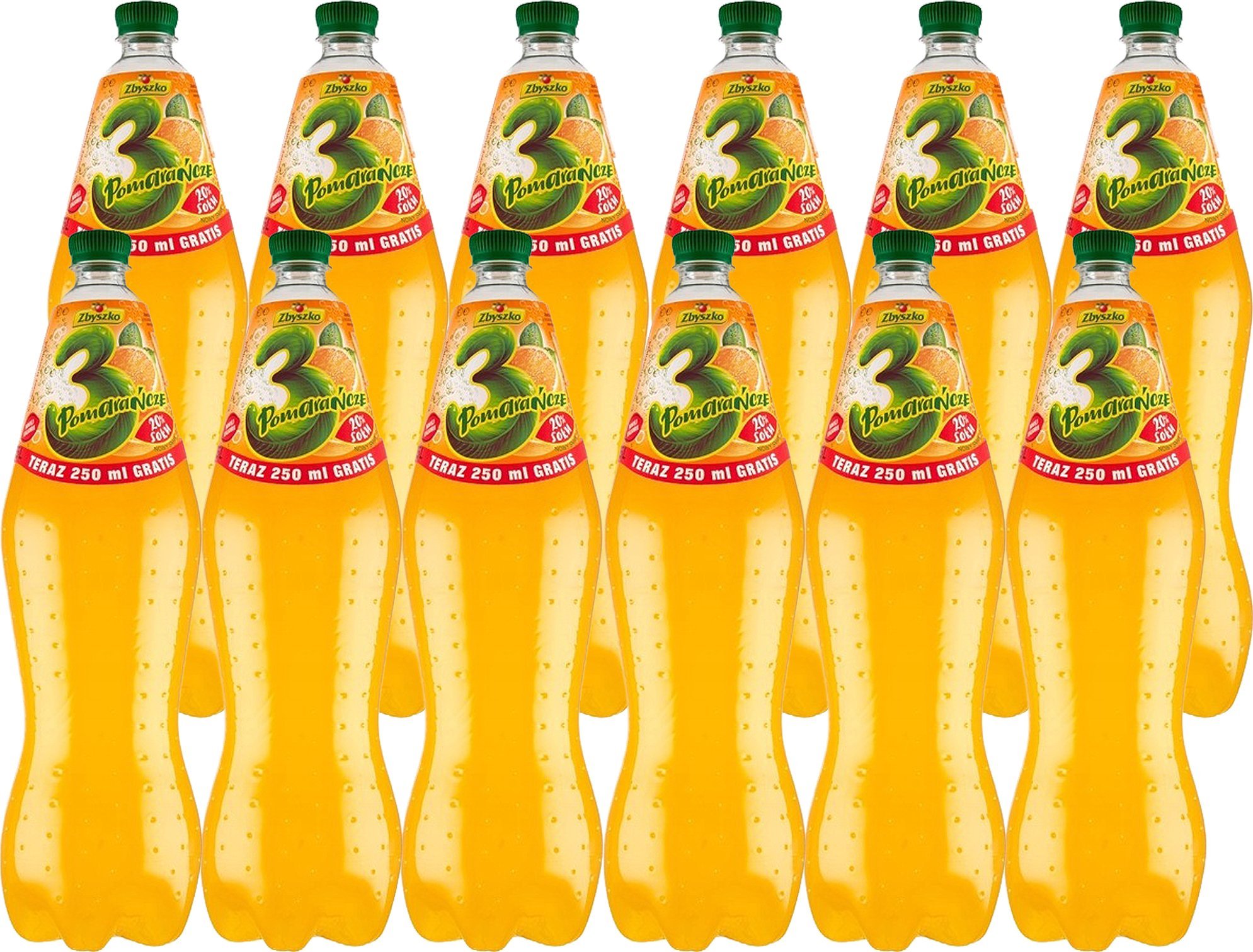 ZBYSZKO Zbyszko 3 Pomarańcze Napój gazowany 1,75 l x 12 sztuk