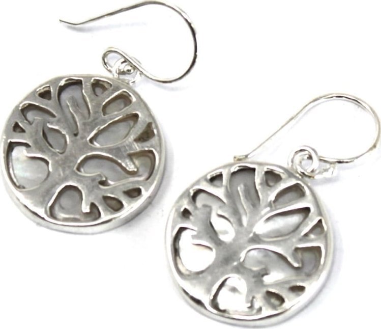 Lovrin Kolczyki srebrne Drzewo Życia - Masa Perłowa