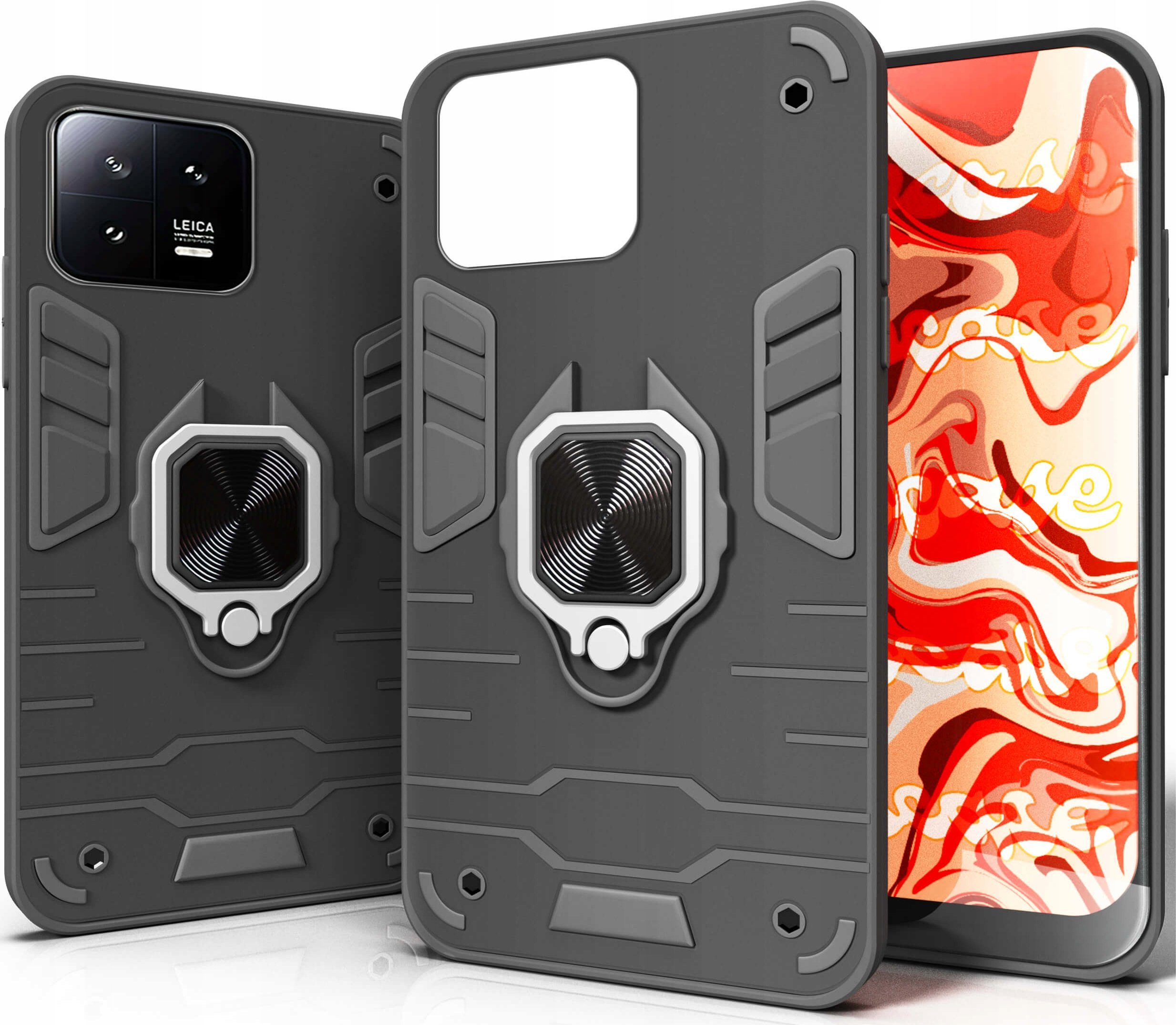 Hello Case ETUI PANCERNE DO XIAOMI 13 CZARNE OBUDOWA ARMOR HOLDER RING CASE