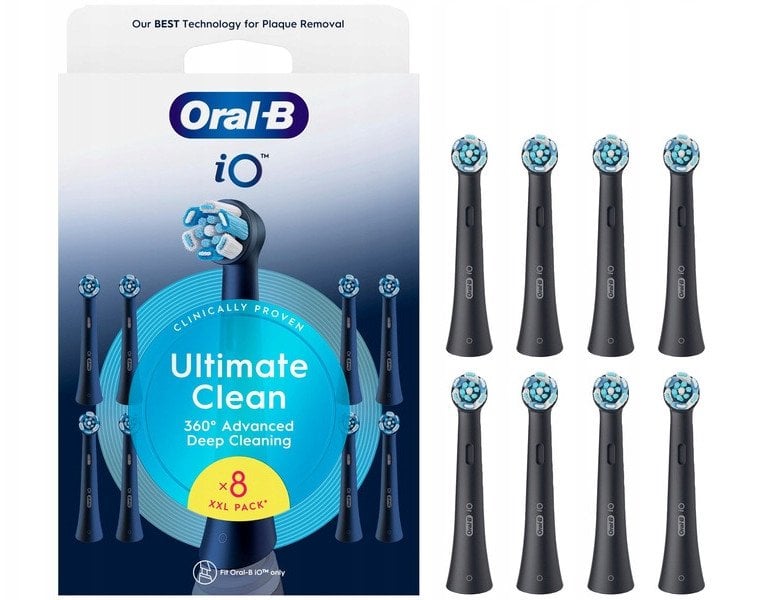 Oral-B Replaceable toothbrush heads | iO UltimateClean | Heads | For adults | Number of brush heads included 8 | Black