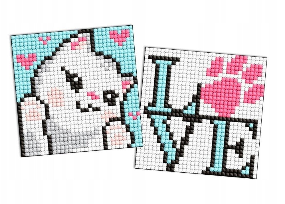 Diamentowa mozaika na magnesie IDEYKA, 9x9 cm, kids, uroczy kotek, 2 szt.