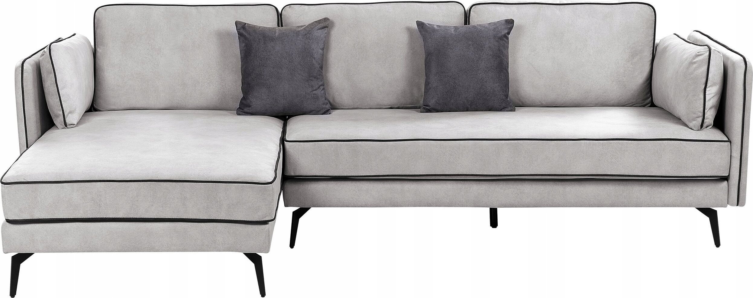 Beliani Narożnik welurowy prawostronny jasnoszary ALTAN