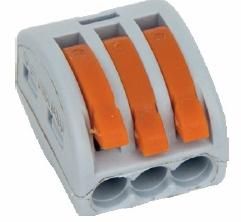 Simet Uniwersalna złączka do przewodów jedno- i wielodrutowych, 3-torowa 2,5mm2 24A szara (ZU-403) (85123000)