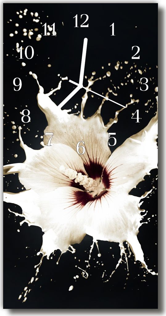 Tulup Zegar szklany pionowy Kwiaty Kwiat biały 30x60 - 12323524