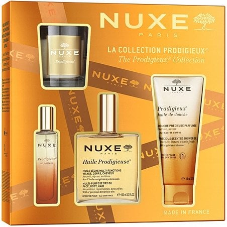 NUXE_SET The Prodigieux Collection Huile Prodigieuse suchy olejek do pielęgnacji twarzy, ciała i włosów 100ml + Prodigieux EDP spray 15ml + Prodigieu