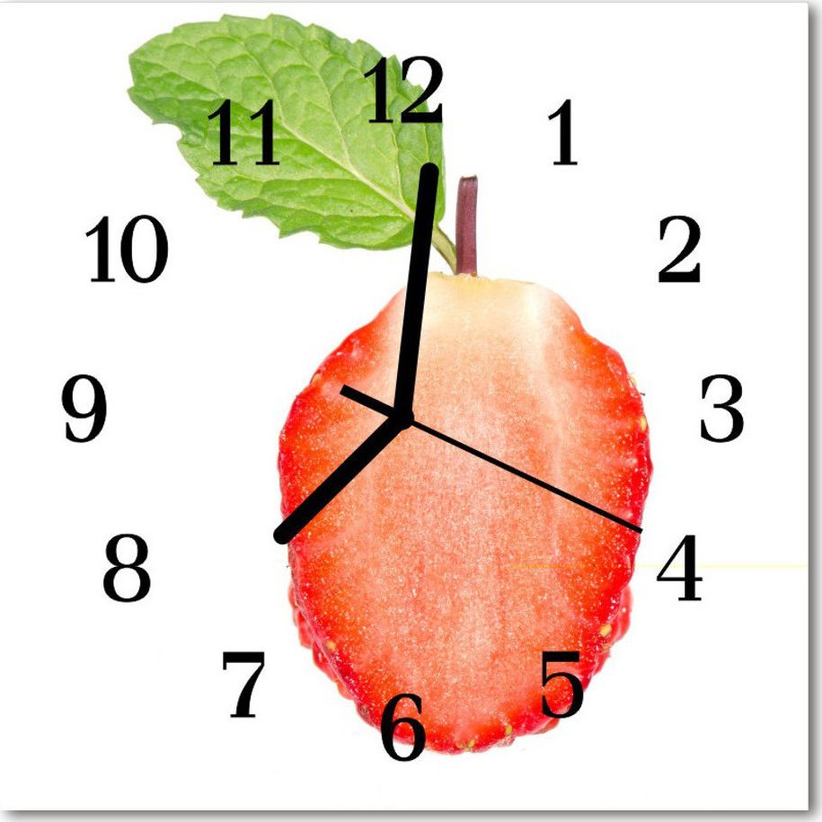 Tulup Zegar szklany ścienny Cichy Truskawka Owoc 30x30 61523866