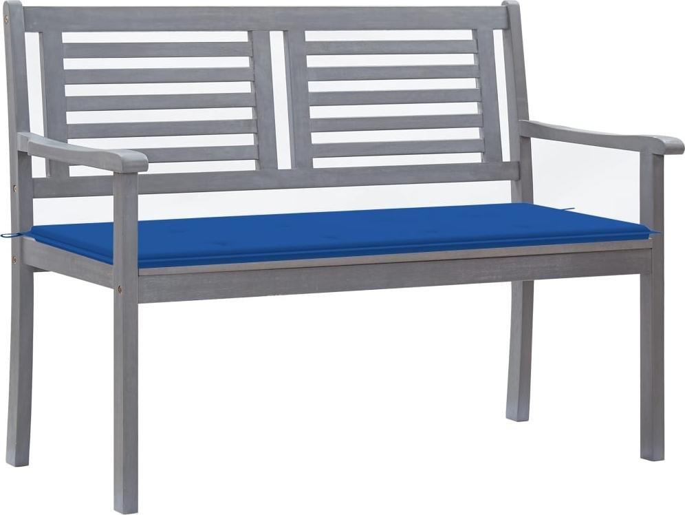 vidaXL vidaXL 2-os. ławka ogrodowa z poduszką, 120 cm, szara, eukaliptus