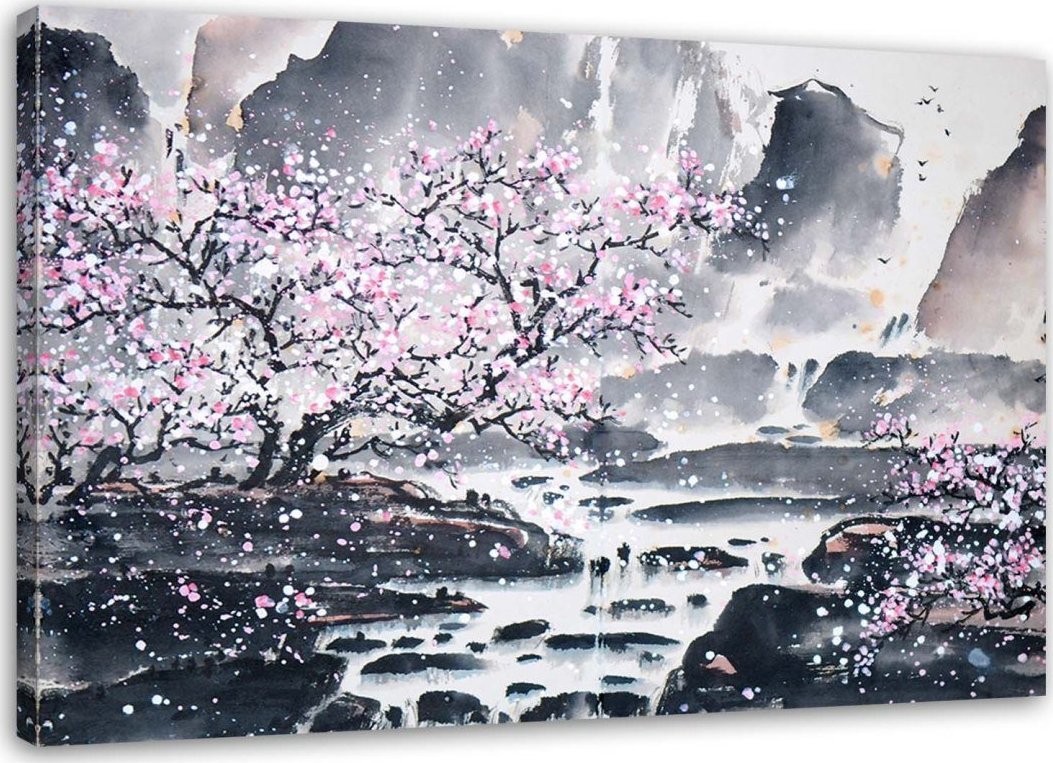 Feeby Obraz na płótnie, Japoński Krajobraz akwarela - 100x70