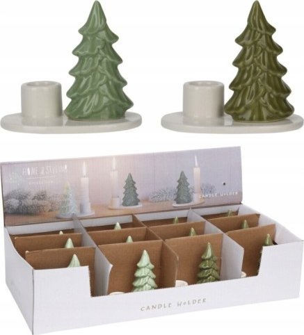 Koopman Świecznik świąteczny choinka zielona figurka 10,5x6,5x9 cm