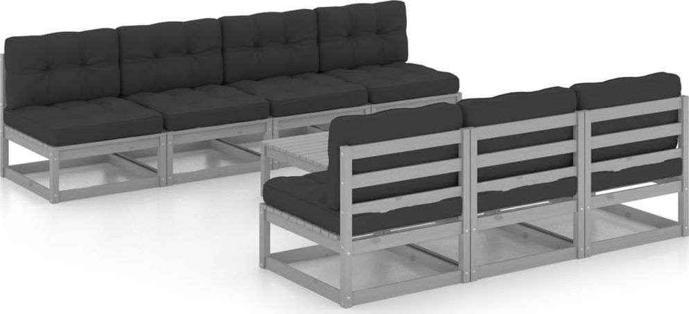 vidaXL 8-cz. zestaw wypoczynkowy do ogrodu, z poduszkami, lita sosna (3076401) - 3076401