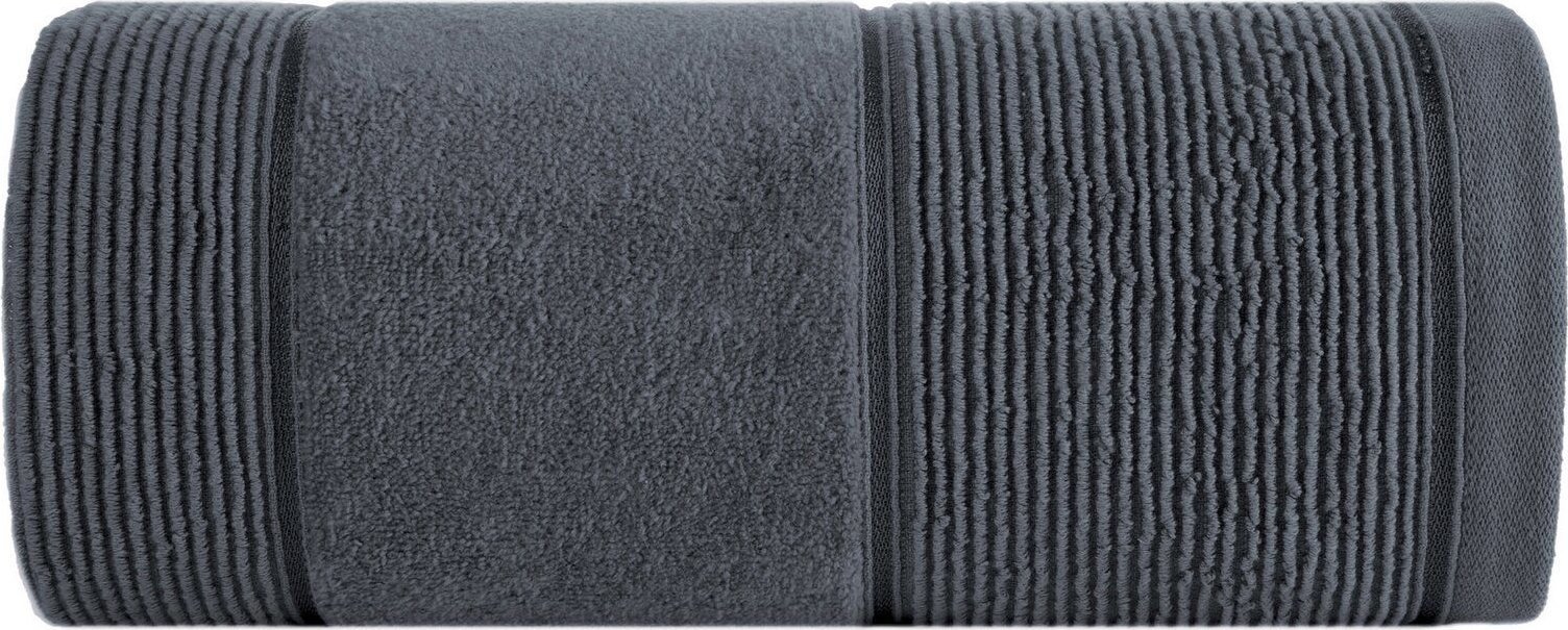 Eurofirany Ręcznik bawełniany z ozdobną bordiurą EMMA 70X140 stalowy