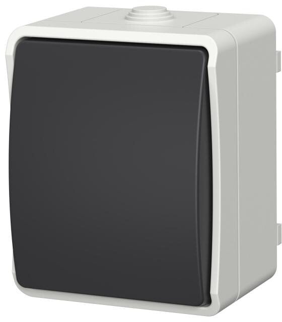 Łącznik pojedynczy zwierny dzwonek natynkowy Aqua Plus IP54 szaro grafitowy 40112