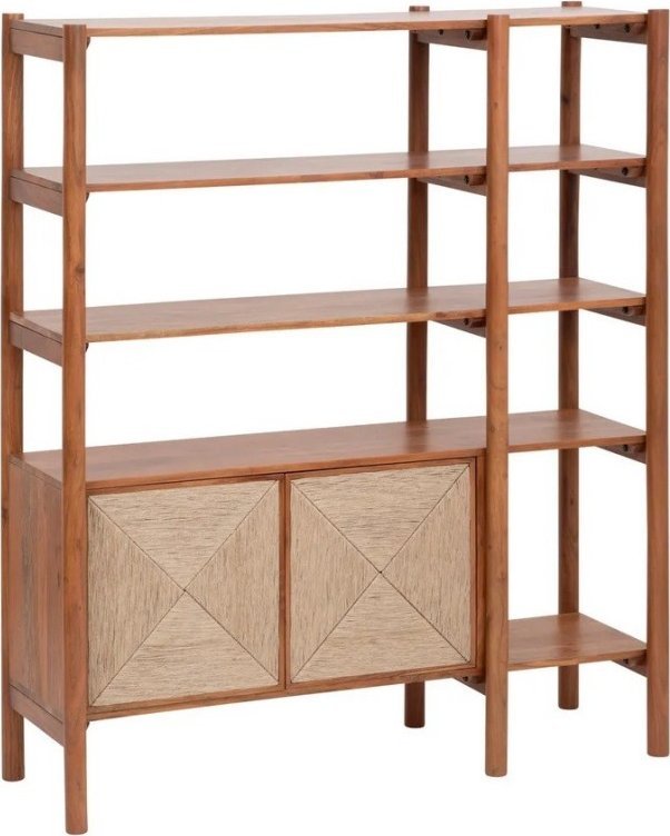 Regał z drewna akacji z plecionką Noma 150x124 cm