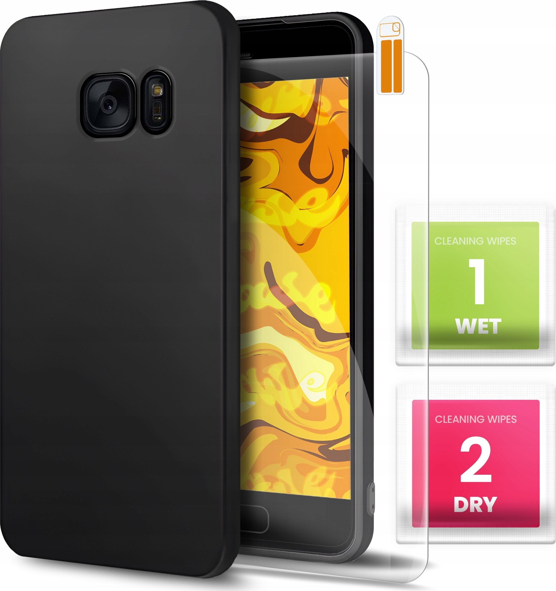 Hello Case Etui do Samsung Galaxy S7 (Czarne, Matowe, Obudowa Slim, Silikon) SZKŁO