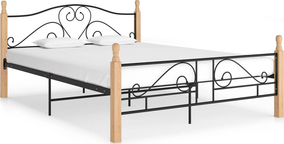 vidaXL Rama łóżka, czarna, metalowa, 140 x 200 cm