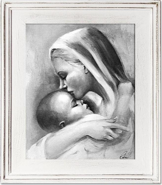 GO-BI Obraz "Maryja" ręcznie malowany 27x32cm