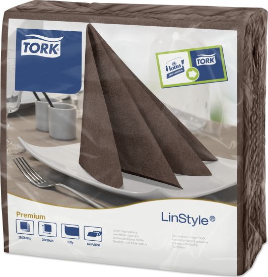 Tork Tork LinStyle - Serwetki obiadowe, premium - Brązowe