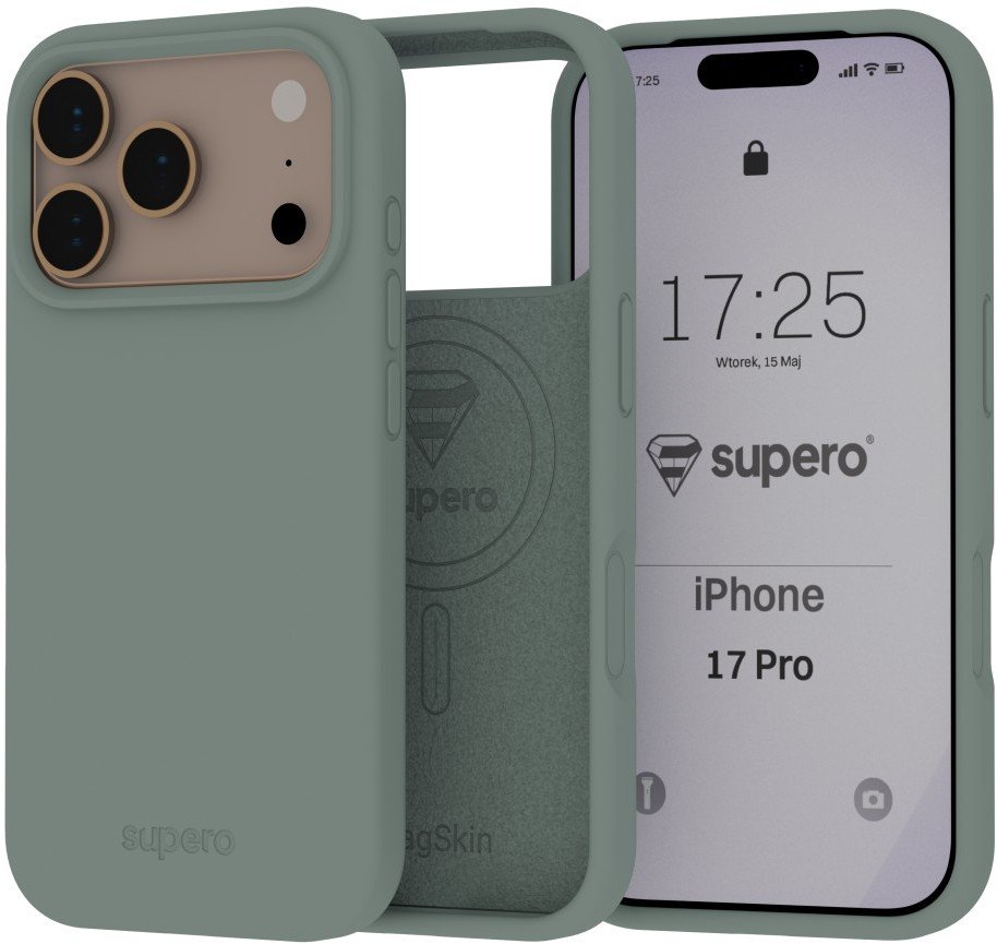 Etui silikonowe Supero MagSkin MagSafe do iPhone 17 Pro, zielone