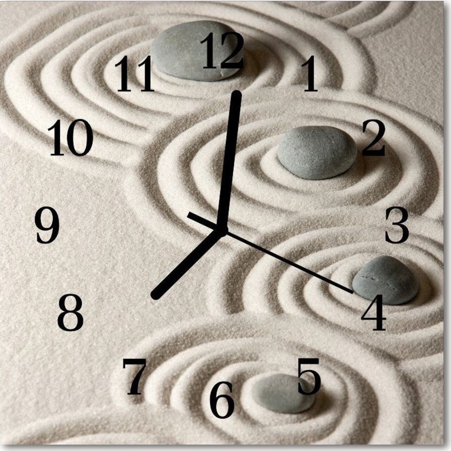 Tulup Zegar szklany ścienny Cichy Kamienie Piasek