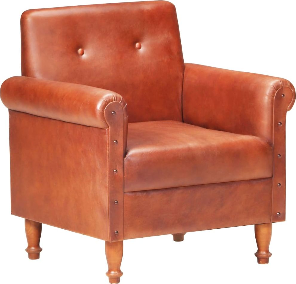 vidaXL VidaXL Fotel klubowy, brązowy, skóra naturalna